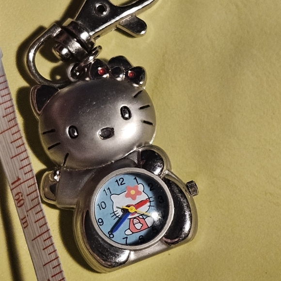 Hello Kitty Watch-Compass Silver Tone New Battery Works Great
